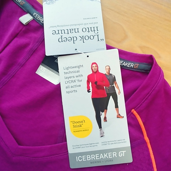 NWT Icebreaker merino flash short sleeve purple XS - Picture 7 of 8